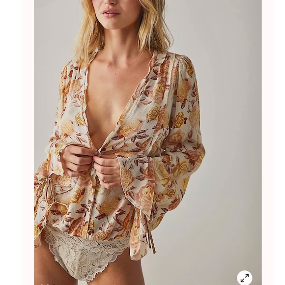 Free People Everything's Rosy Bodysuit in Jade Combo. Size XS. NWOT - Picture 7 of 14